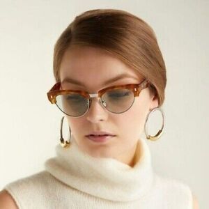 NEW Celine CL40059U 18N Shiny Rhodium Havana Green Women Cat Eye Sunglasses